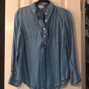 Crown & Ivy chambray popover ruffles XS